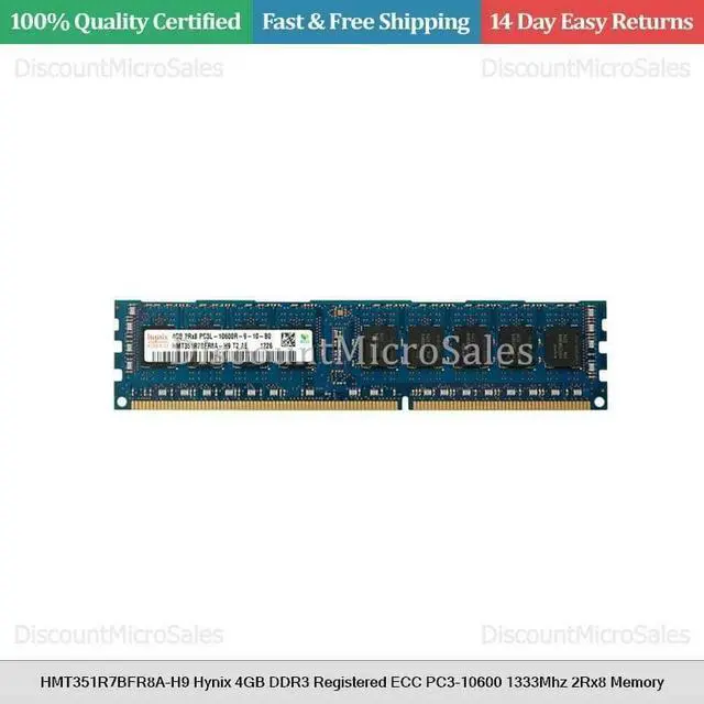 Alt view image 2 of 3 - HYNIXHynix Hmt351R7Bfr8A-H9 Hynix 4Gb (1X4Gb) Pc310600 Ddr31333Mhz 1.35V Sdram Registered Ecc Dual Rank Cl9 240Pin Memory Module