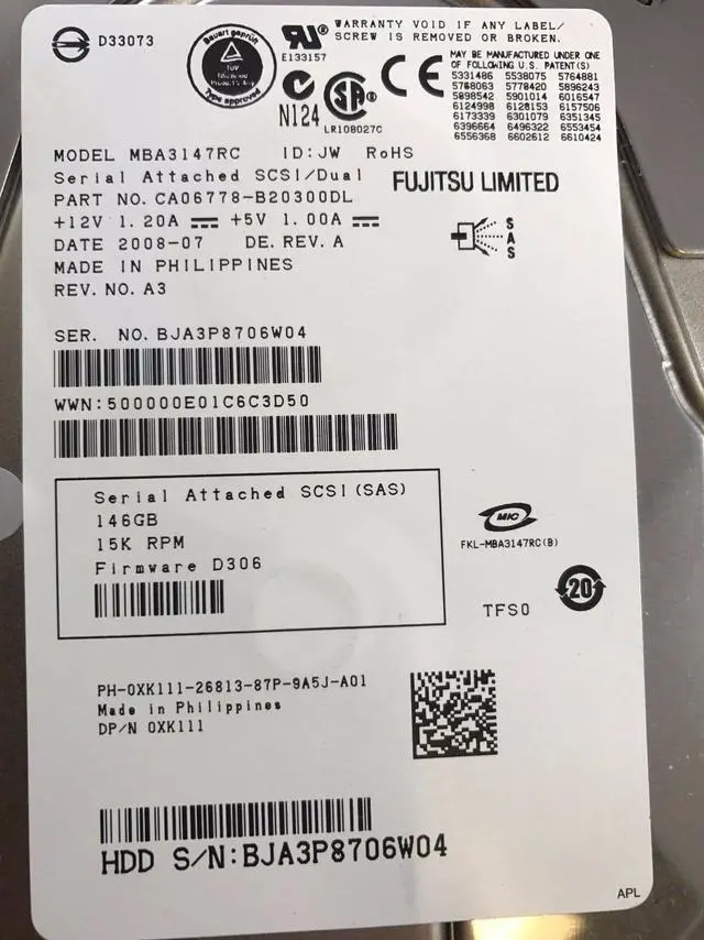 Alt view image 4 of 12 - Dell XK111 146 GB Hard Drive - 3.5" Internal - SAS (3Gb/s SAS)