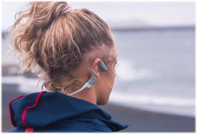 Alt view image 15 of 17 - Aftershokz Aeropex Bone Conduction Headset with Microphone (Lunar Gray)