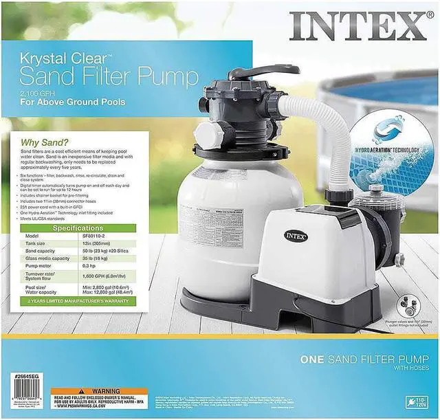 Alt view image 11 of 15 - Intex 26645EG 2100 GPH Above Ground Pool Sand Filter Pump with Automatic Timer