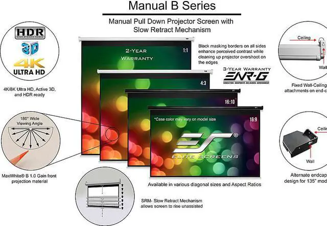 Alt view image 20 of 20 - Elite Screens M100X 100In Diag Manual Wall Maxwhite 16:10 53X84.5In