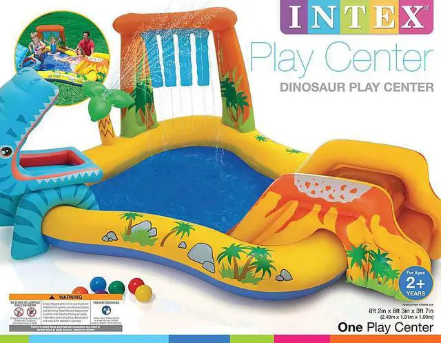 Alt view image 16 of 19 - Intex Dinosaur Play Center Inflatable Kiddie Pool