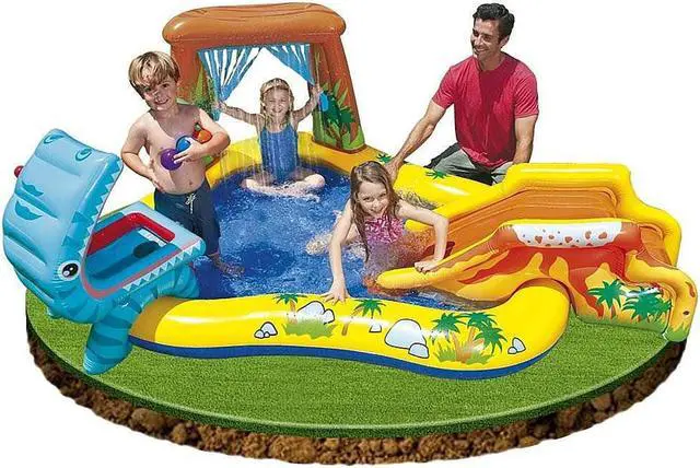 Alt view image 17 of 19 - Intex Dinosaur Play Center Inflatable Kiddie Pool