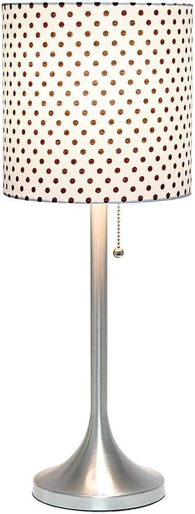 Alt view image 15 of 20 - Simple Designs Brushed Nickel Tapered Table Lamp with Polka Dot Fabric Drum Shade