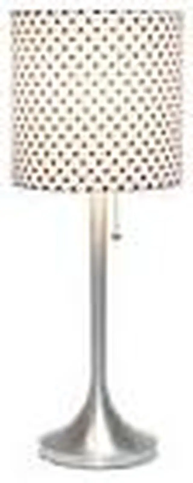 Alt view image 16 of 20 - Simple Designs Brushed Nickel Tapered Table Lamp with Polka Dot Fabric Drum Shade
