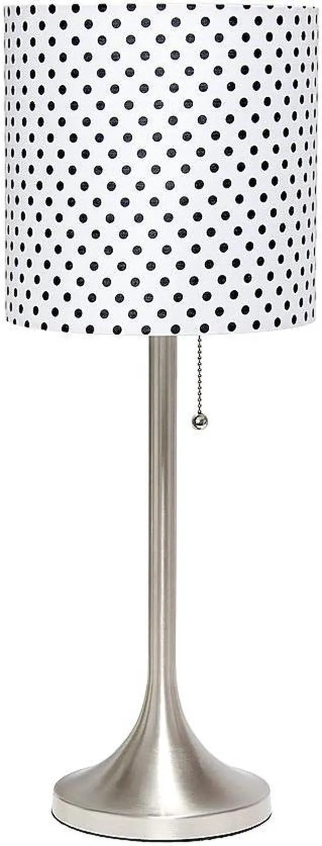 Alt view image 18 of 20 - Simple Designs Brushed Nickel Tapered Table Lamp with Polka Dot Fabric Drum Shade