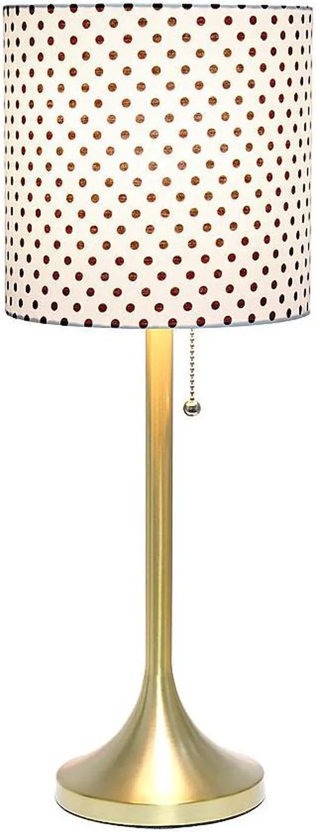 Alt view image 14 of 20 - Simple Designs Gold Tapered Table Lamp with Polka Dot Fabric Drum Shade