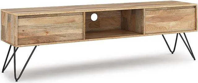 Alt view image 7 of 9 - Hunter SOLID MANGO WOOD 68 inch TV Media Stand in Natural For TVs up to 75 inches