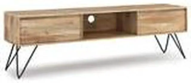 Alt view image 9 of 9 - Hunter SOLID MANGO WOOD 68 inch TV Media Stand in Natural For TVs up to 75 inches