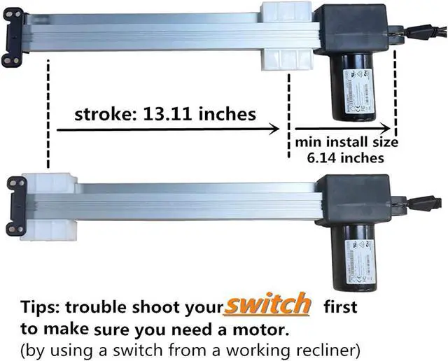 Alt view image 6 of 7 - Electric Power Recliner Motor Actuator Okin Refined-R Model Jldq-1A And Jldq-11 Part # Jldq.11.156.333K Kit