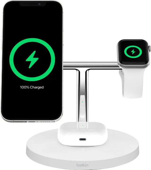 Alt view image 15 of 19 - Belkin BOOST CHARGE Pro 3-in-1 Wireless Charger With MagSafe WIZ009TTWH