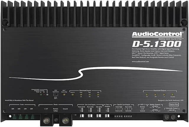 Alt view image 9 of 13 - AudioControl D-5.1300 5-Channel Car Audio Amplifier w/ Built-in DSP AccuBass
