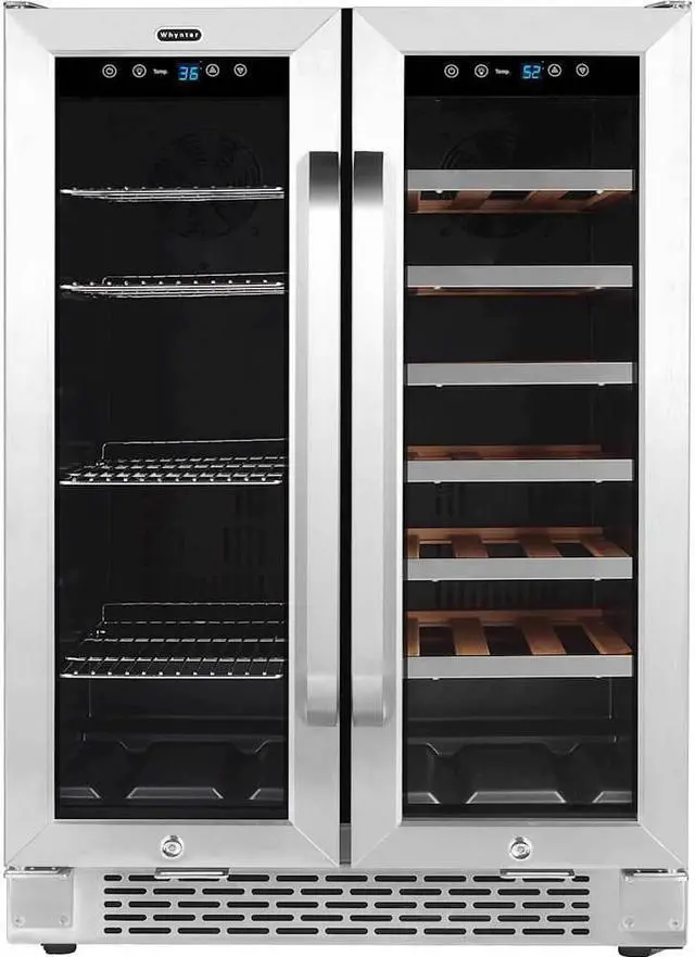Alt view image 5 of 12 - Whynter 24 Inch Built-In French Door Dual Zone 20 Bottle Wine Refrigerator 60 Can Beverage Center