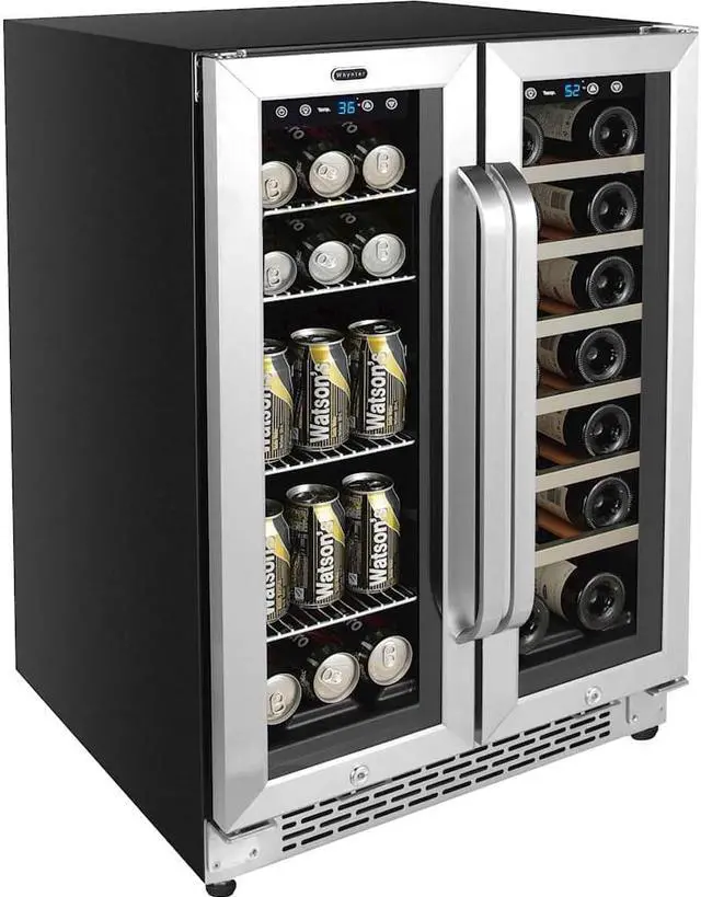 Alt view image 11 of 12 - Whynter 24 Inch Built-In French Door Dual Zone 20 Bottle Wine Refrigerator 60 Can Beverage Center