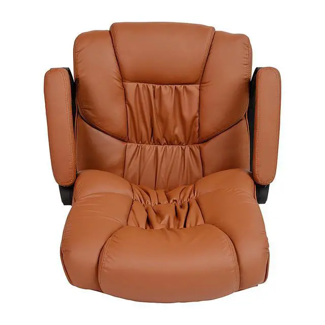 Alt view image 15 of 15 - Flash Fundamentals Big & Tall 400 lb. Rated Brown LeatherSoft Swivel Office Chair with Padded Arms, BIFMA Certified