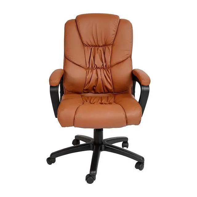 Alt view image 13 of 15 - Flash Fundamentals Big & Tall 400 lb. Rated Brown LeatherSoft Swivel Office Chair with Padded Arms, BIFMA Certified