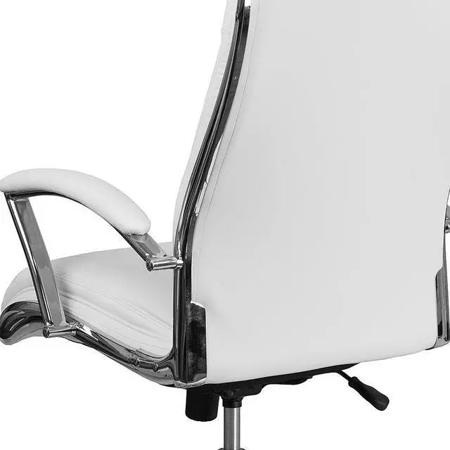 Alt view image 8 of 11 - Flash Furniture High Back Designer White Leather Executive Swivel Chair with Chrome Base and Arms