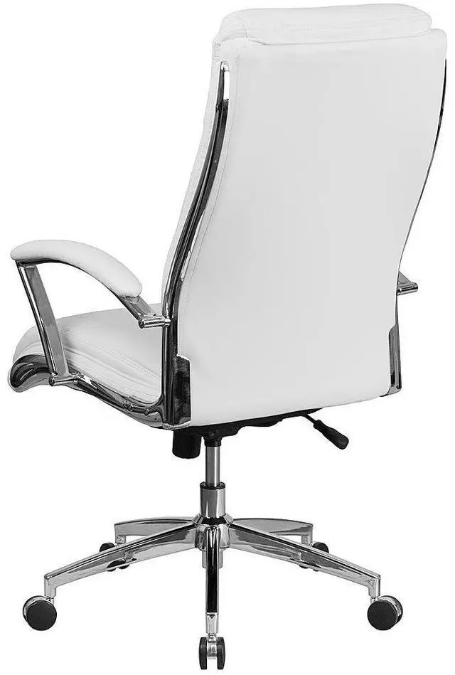 Alt view image 10 of 11 - Flash Furniture High Back Designer White Leather Executive Swivel Chair with Chrome Base and Arms
