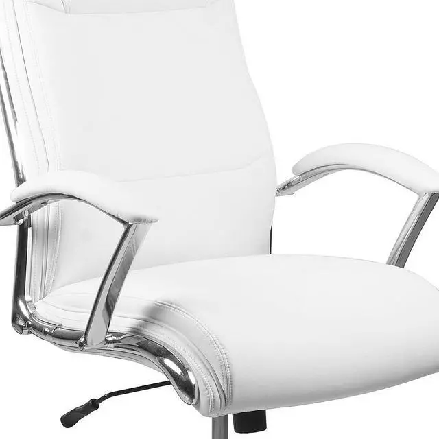 Alt view image 11 of 11 - Flash Furniture High Back Designer White Leather Executive Swivel Chair with Chrome Base and Arms
