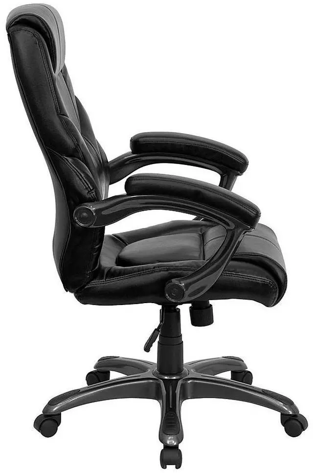 Alt view image 13 of 19 - Flash Furniture GO-724H-BK-LEA-GG High Back Black Leather Overstuffed Executive Office Chair