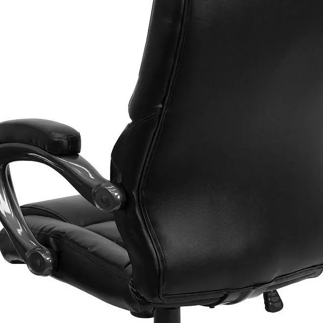 Alt view image 12 of 19 - Flash Furniture GO-724H-BK-LEA-GG High Back Black Leather Overstuffed Executive Office Chair