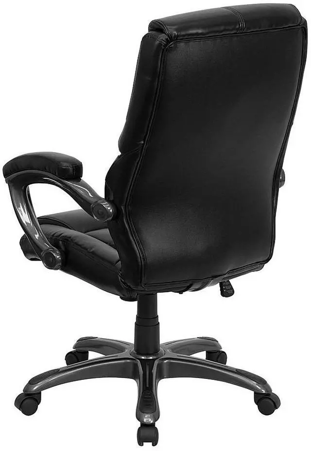 Alt view image 15 of 19 - Flash Furniture GO-724H-BK-LEA-GG High Back Black Leather Overstuffed Executive Office Chair