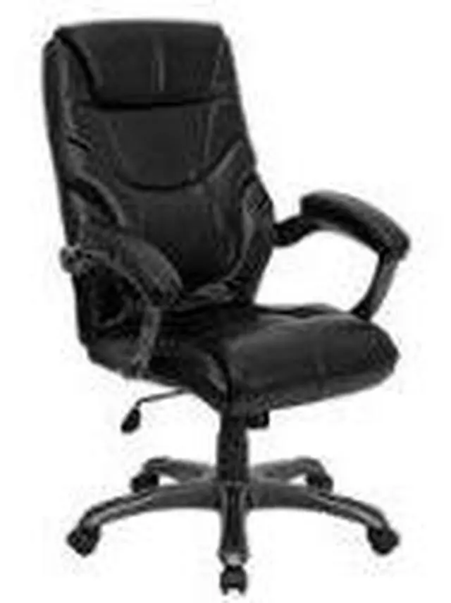 Alt view image 10 of 19 - Flash Furniture GO-724H-BK-LEA-GG High Back Black Leather Overstuffed Executive Office Chair