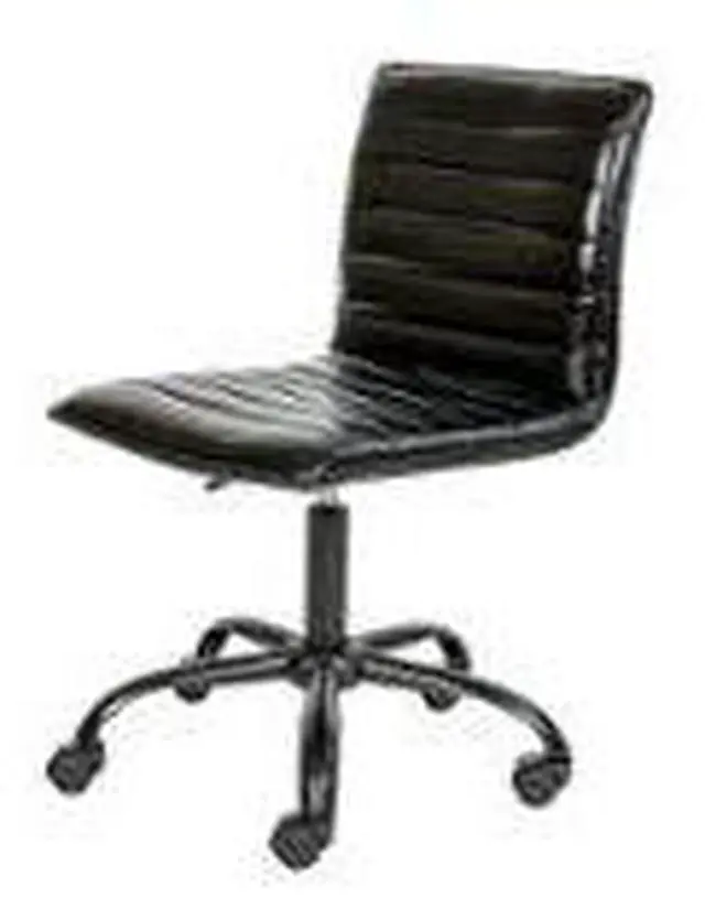 Alt view image 17 of 20 - Low Back Designer Armless Black Ribbed Swivel Task Office Chair with Black Frame and Base