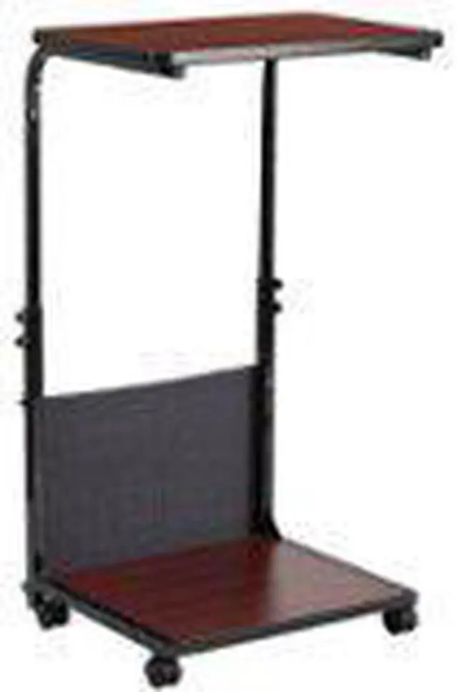 Alt view image 5 of 20 - Mobile Sit-Down, Stand-Up Mahogany Computer Ergonomic Desk with Removable Pouch (Adjustable Range 27'' - 46.5'')