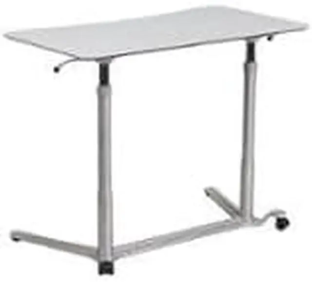 Alt view image 8 of 20 - Sit-Down, Stand-Up Light Gray Computer Ergonomic Desk with 37.375''W Top (Adjustable Range 29'' - 40.75'')