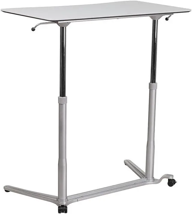 Alt view image 12 of 20 - Sit-Down, Stand-Up Light Gray Computer Ergonomic Desk with 37.375''W Top (Adjustable Range 29'' - 40.75'')
