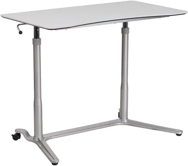 Alt view image 11 of 20 - Sit-Down, Stand-Up Light Gray Computer Ergonomic Desk with 37.375''W Top (Adjustable Range 29'' - 40.75'')