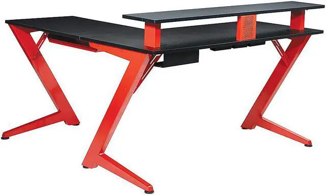 Alt view image 4 of 5 - OSP Home Furnishings Avatar Battlestation L-Shape Gaming Desk with Carb
