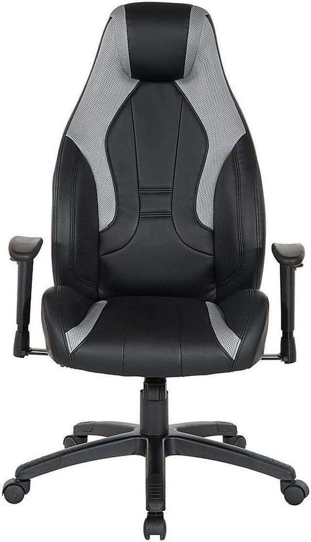 Main image of OSP Home Furnishings Commander Gaming Chair in Black Faux Leather and G