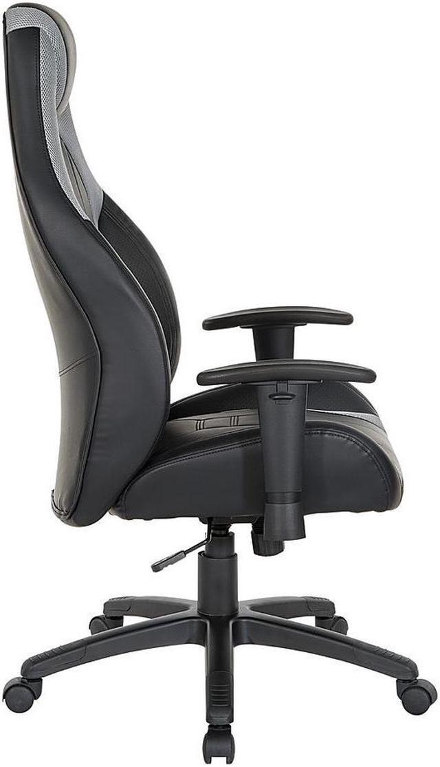 Alt view image 4 of 7 - OSP Home Furnishings Commander Gaming Chair in Black Faux Leather and G