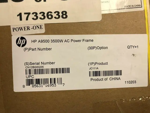Main image of HP HPE JC111A 9500 A9500 S9500E Switch 3500W AC Power Frame 3.5kW w/ 1x 1800 PSU