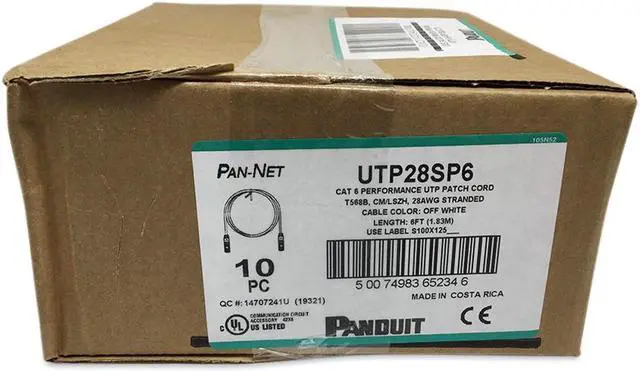 Alt view image 4 of 7 - Panduit UTP28SP6 6 ft. Cat 6 Off White UTP 28AWG CM LSZH Copper Patch Cord