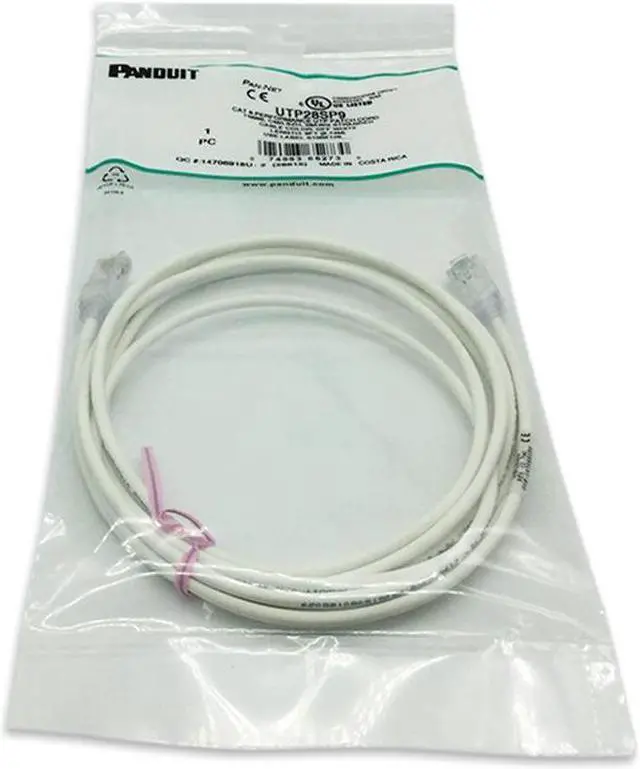 Alt view image 10 of 10 - Panduit UTP28SP9 9 ft. Cat 6 White Network Ethernet Cable
