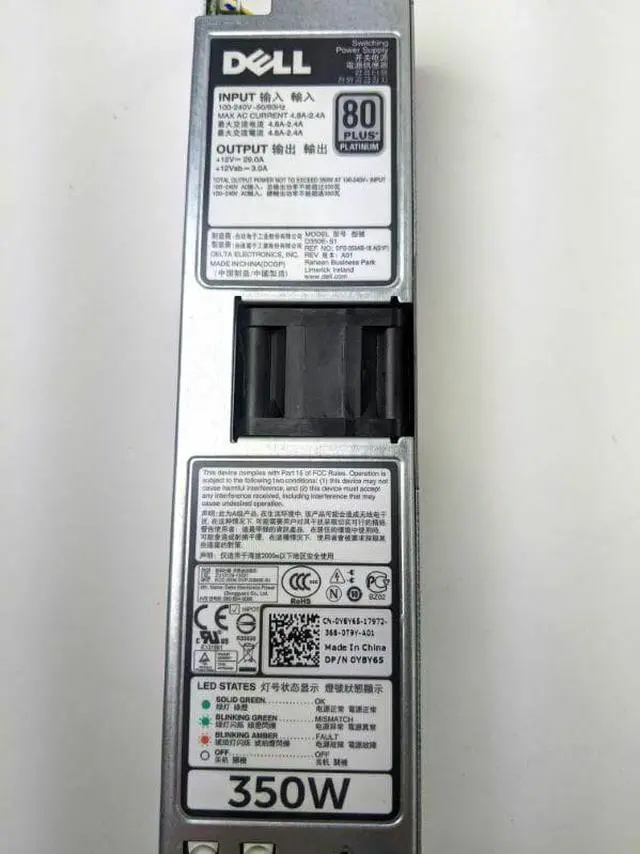 Alt view image 10 of 16 - DELL Y8Y65  350 Watt Redundant Power Supply For Poweredge R320 R420