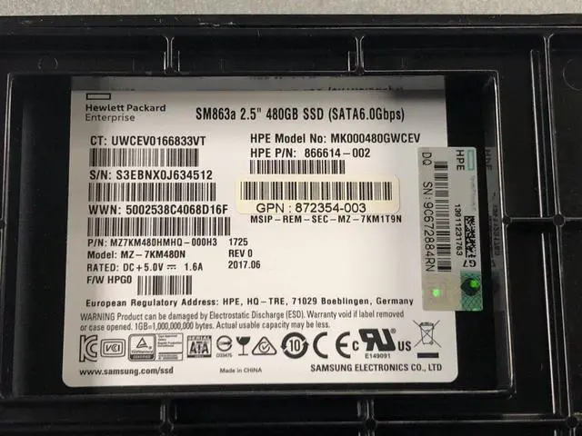 Alt view image 4 of 7 - HPE 480GB SATA 6G MU Mixed Use LFF SC DS SSD 3.5DWPD 3080TBW 3PBW 100% Remaining