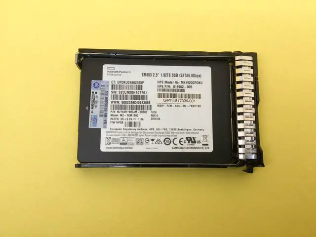 Alt view image 2 of 3 - 817011-B21 HPE 1.92TB SATA 6G MIXED USE SFF SC 2.5" SSD 817116-001