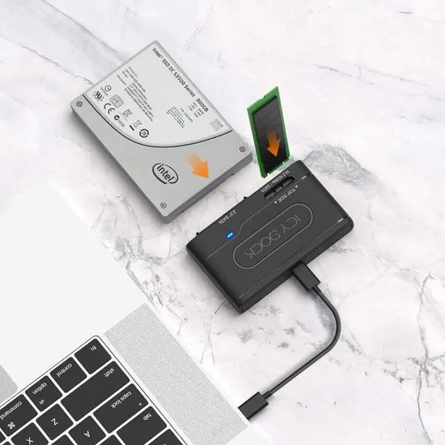 Alt view image 9 of 16 - ICY DOCK MB104U-1SMB | USB 3.2 Gen 2 10Gbps to 2.5" SATA SSD/HDD & M.2 NVMe/SATA SSD Reader Adapter | EZ-Adapter Series