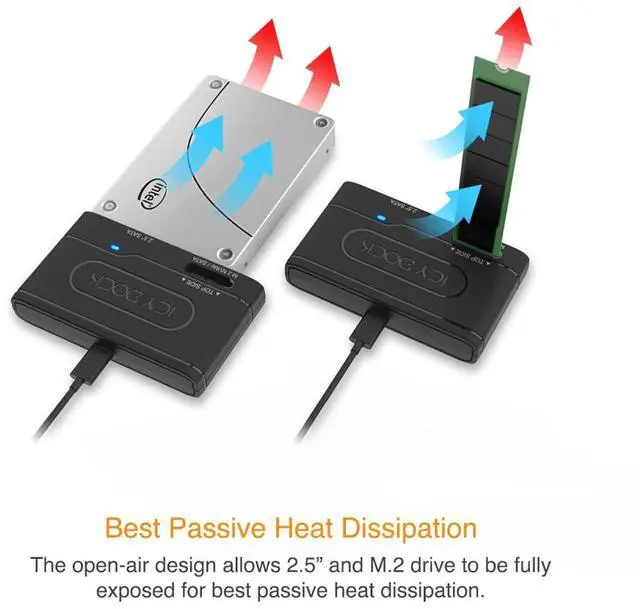 Alt view image 11 of 16 - ICY DOCK MB104U-1SMB | USB 3.2 Gen 2 10Gbps to 2.5" SATA SSD/HDD & M.2 NVMe/SATA SSD Reader Adapter | EZ-Adapter Series