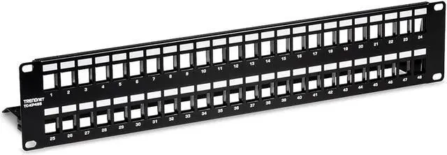 Alt view image 18 of 20 - TRENDnet 48-Port Blank Keystone Shielded 2U HD Patch Panel, TC-KP48S, 2U 19" Metal Rackmount Housing, Network Management Panel, Recommended with TC-K06C6A Cat6A Keystone Jacks (sold separately)