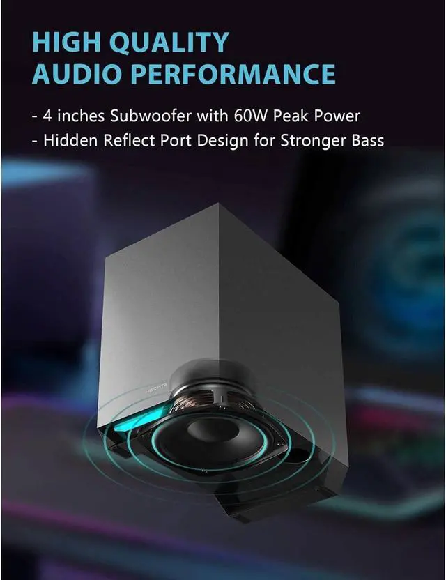 Alt view image 9 of 12 - Edifier G1500 MAX 2.1 Computer Speakers System, Hecate Gaming Speakers with Subwoofer, RGB, Bluetooth 5.3, USB, Type-C, 3.5mm AUX Input, Black
