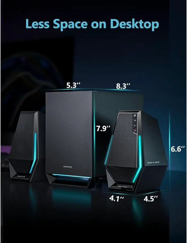 Alt view image 12 of 12 - Edifier G1500 MAX 2.1 Computer Speakers System, Hecate Gaming Speakers with Subwoofer, RGB, Bluetooth 5.3, USB, Type-C, 3.5mm AUX Input, Black