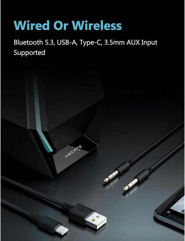 Alt view image 11 of 12 - Edifier G1500 MAX 2.1 Computer Speakers System, Hecate Gaming Speakers with Subwoofer, RGB, Bluetooth 5.3, USB, Type-C, 3.5mm AUX Input, Black