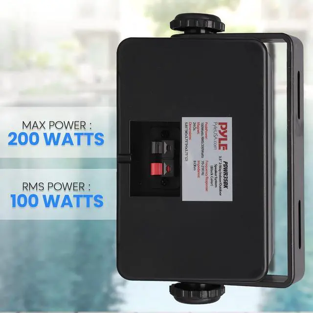 Alt view image 6 of 7 - Indoor Outdoor Speakers Pair - 200 Watt Dual Waterproof 3.5 2-Way Full Range Speaker System w/ 1/2 High Compliance Polymer Tweeter - in-Home, Boat, Marine, Deck, Patio, Poolside (Black)- PDWR35BK