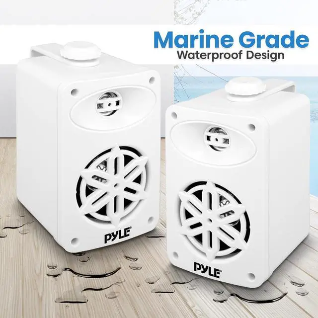 Alt view image 4 of 7 - PyleUsa Indoor Outdoor Speakers Pair - 200 Watt Dual Waterproof 3.5 2-Way Full Range Speaker System w/ 1/2 High Compliance Polymer Tweeter - in-Home, Boat, Deck, Patio, Poolside (White) - PDWR35WT