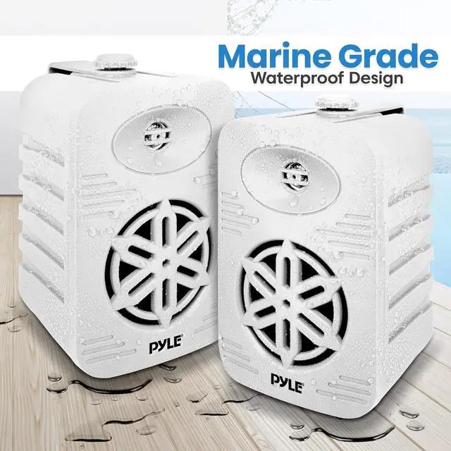 Alt view image 4 of 7 - PyleUsa Bluetooth Indoor Outdoor Speakers Pair - 500 Watt Dual Waterproof 5.25 2-Way Full Range Speaker System w/ 1/2 High Compliance Polymer Tweeter - Home, Boat,Deck, Patio, Poolside - PDWRBT56WT
